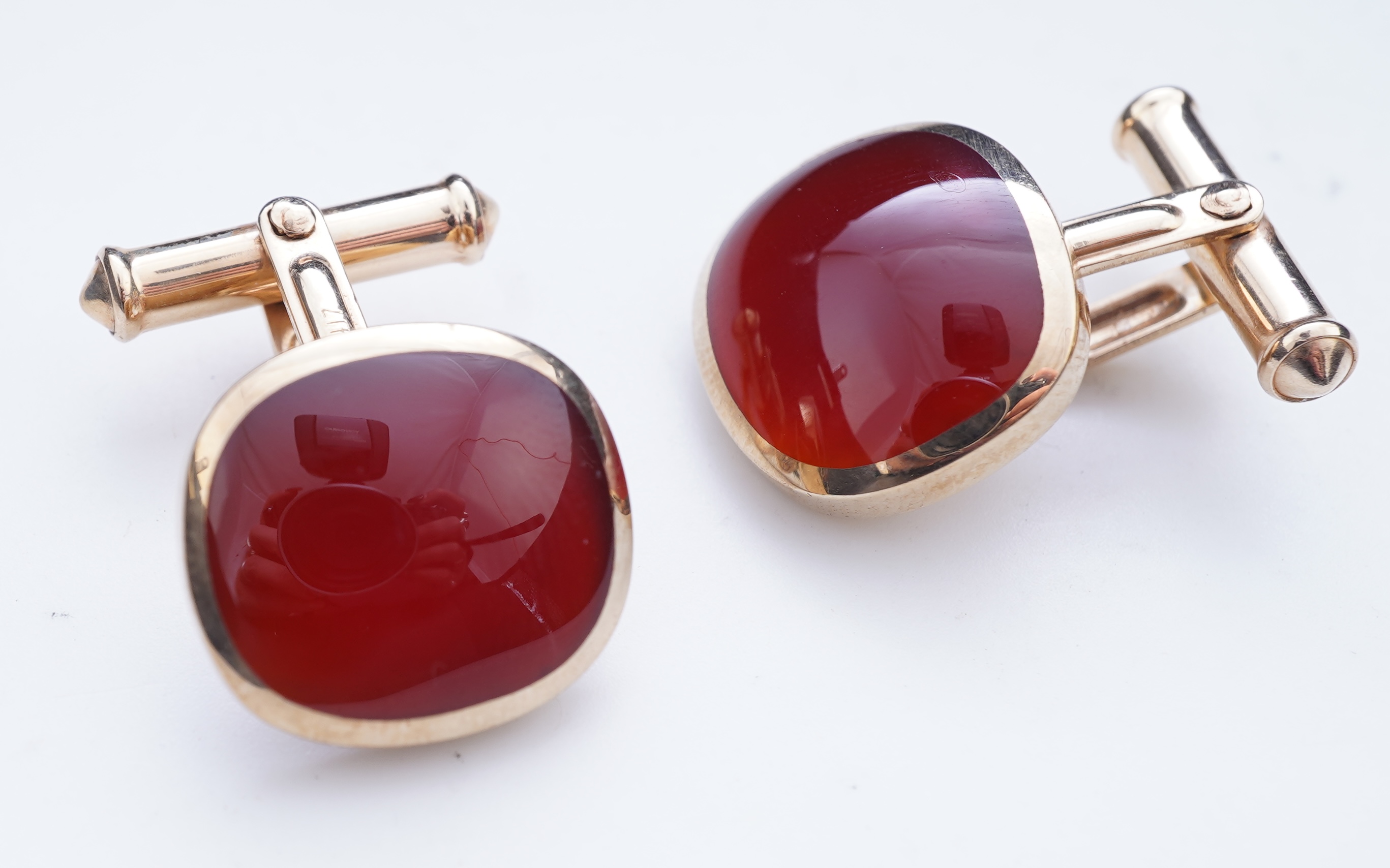 A pair of carnelian cufflinks